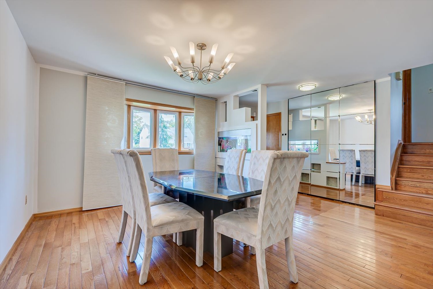 Open dining space with warm natural light